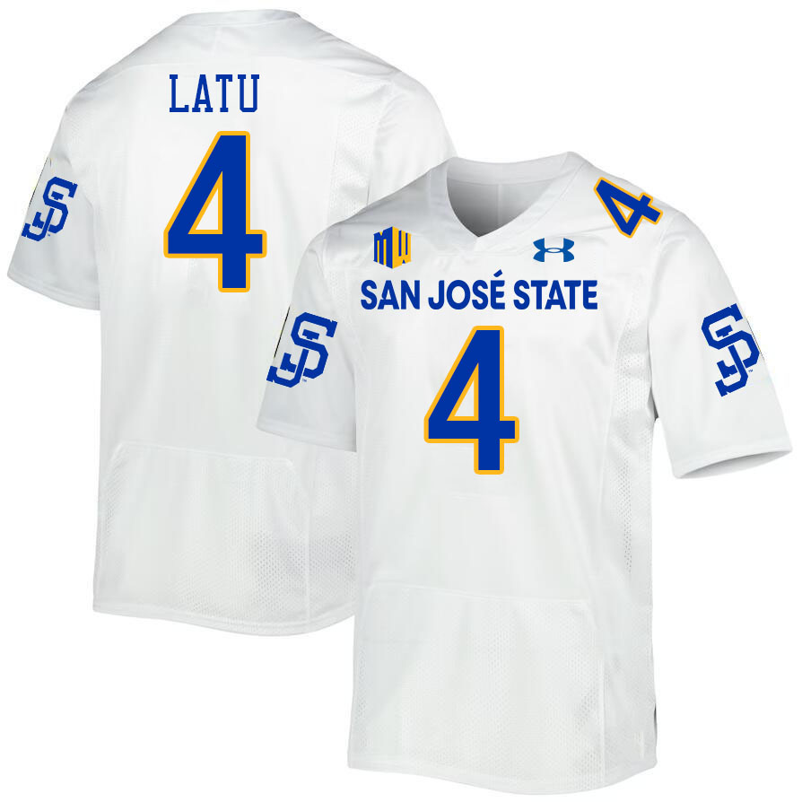 #4 Taniela Latu SJSU Jersey,San Jose State Spartans Football Jersey College Uniforms-White